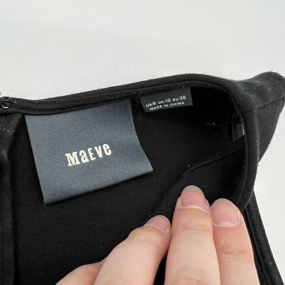 Anthropologie Maeve Dress 6 Sleeveless Black White Back Zip Stretch 66170 - Picture 2 of 5